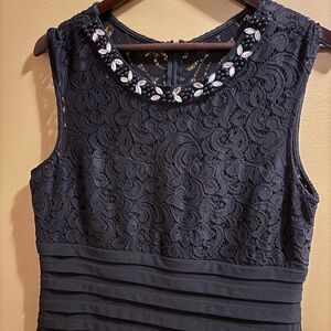 ⭐️⭐️Scarlett Black Midi Dress with Embellished Neckline